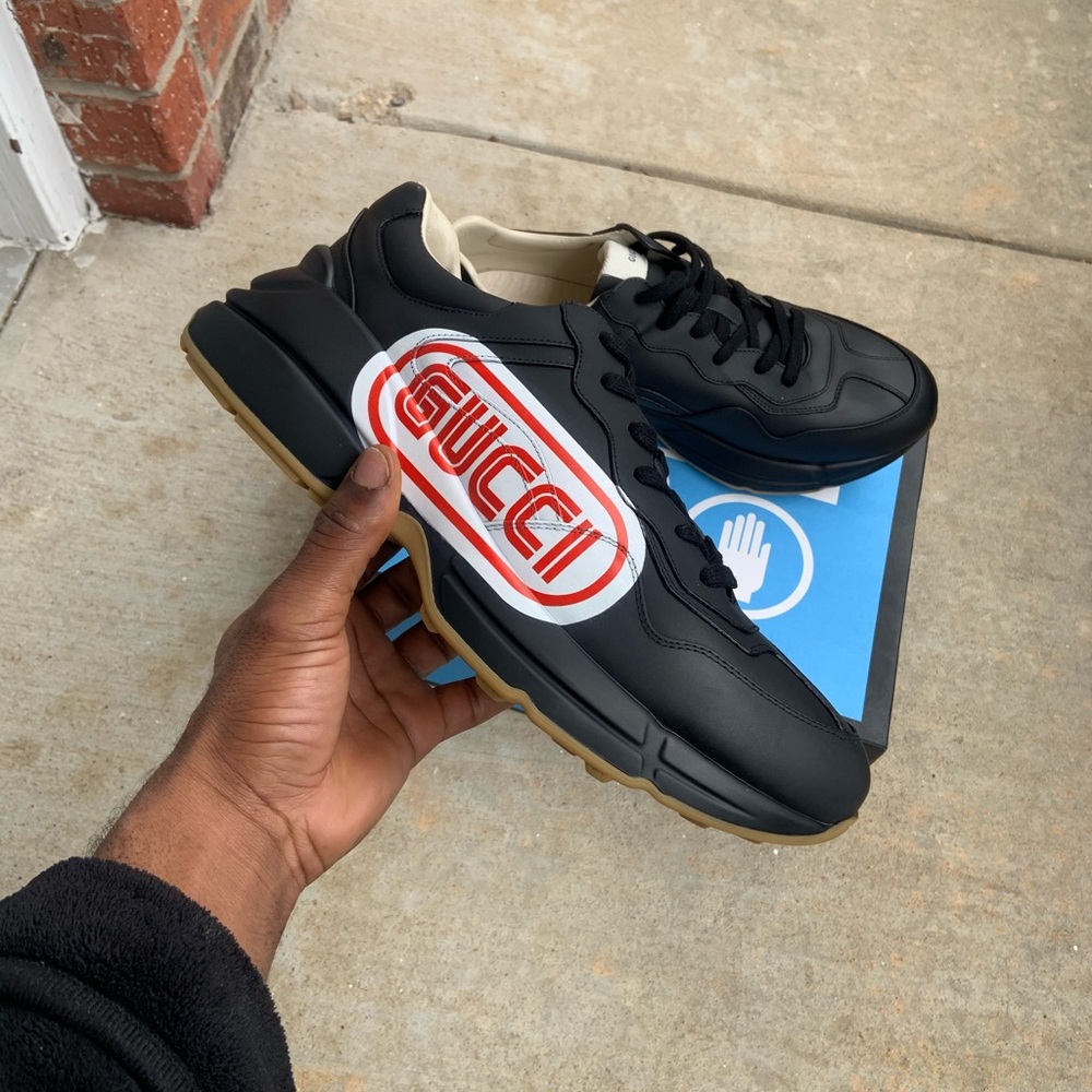 Rhyton Gucci print leather sneaker